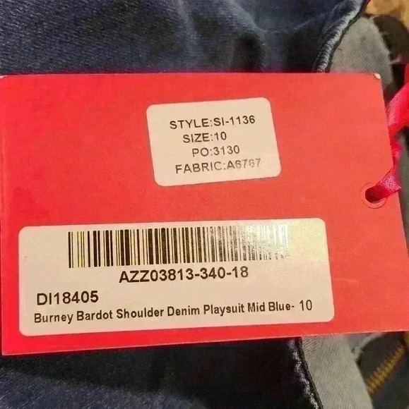 NWT Boohoo Women's Burney Bardot Shoulder Denim Playsuit Romper - Picture 11 of 14